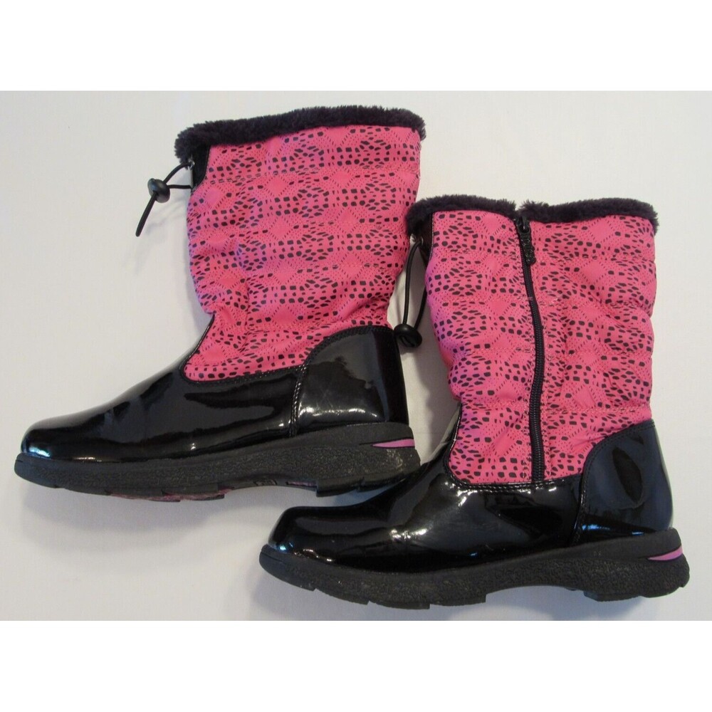 Totes Winter Boots Black and Pink Faux Fur Lined Side Zip Size 6M - Picture 2 of 10